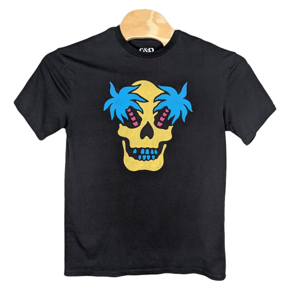 C&P Branded Skull T Shirt Adult Large Black Palm Trees Punk Emo Alternative‎